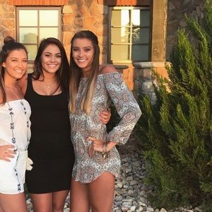 Patterned off-the-shoulder romper